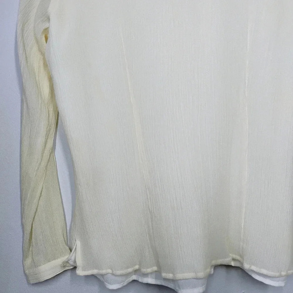 Coldwater Creek 100% Silk Ivory Bohemian Sheer Sleeve Victorian Top Size Large - Picture 5 of 14
